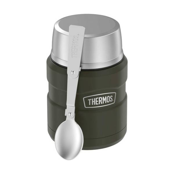Termoska na jídlo se skládácí lžící a šálkem - voj. zelená - 470ml - Image 2